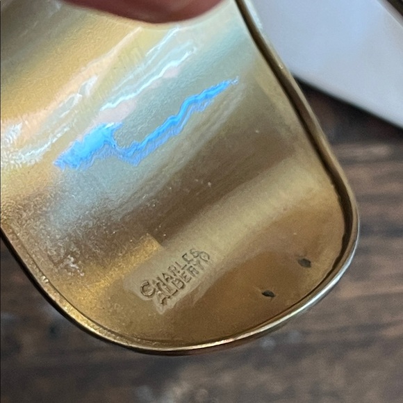 Charles Albert Gold Cuff with Blue ABOLENE SHELL,   Accent, ARTISAN, signed - Picture 3 of 6